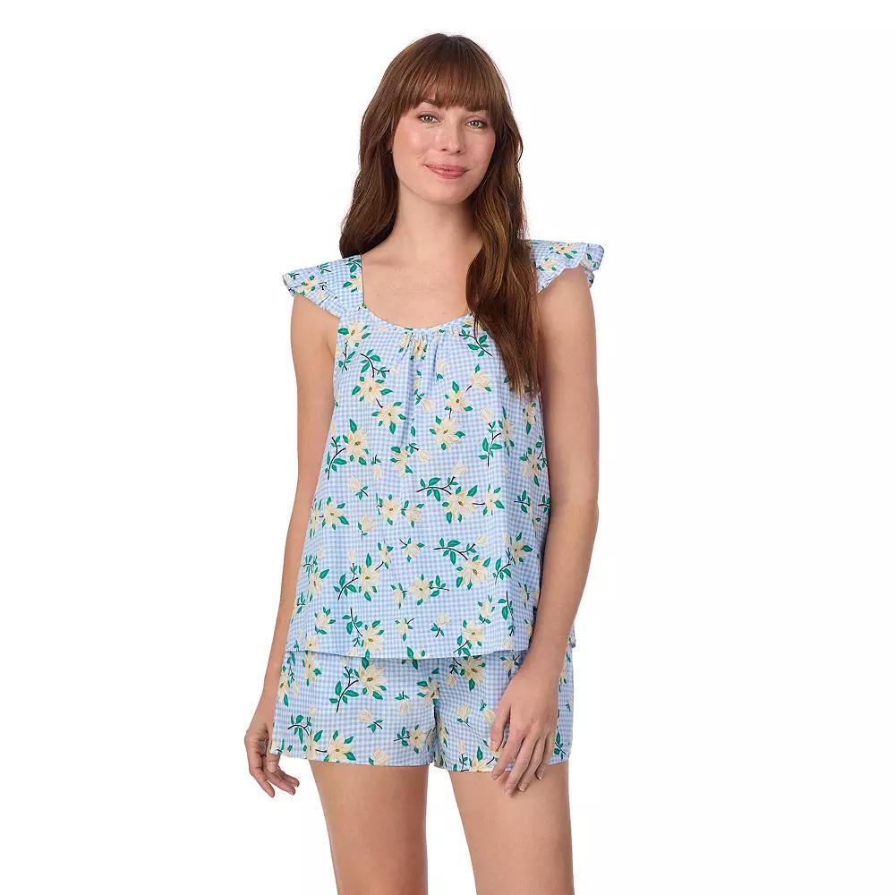 Women's Draper James 2-Piece Woven Pajama Tank Top & Pajama Boxers Set, Size: Medium, Blue Gingham Magnolia Product Image