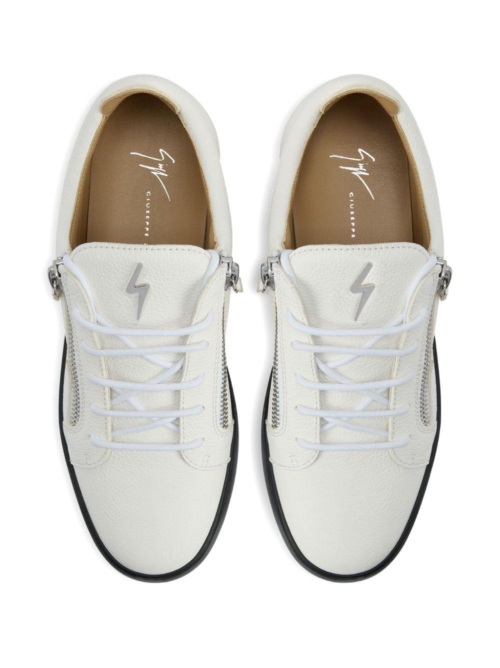 zip-detail leather low-top sneakers Product Image