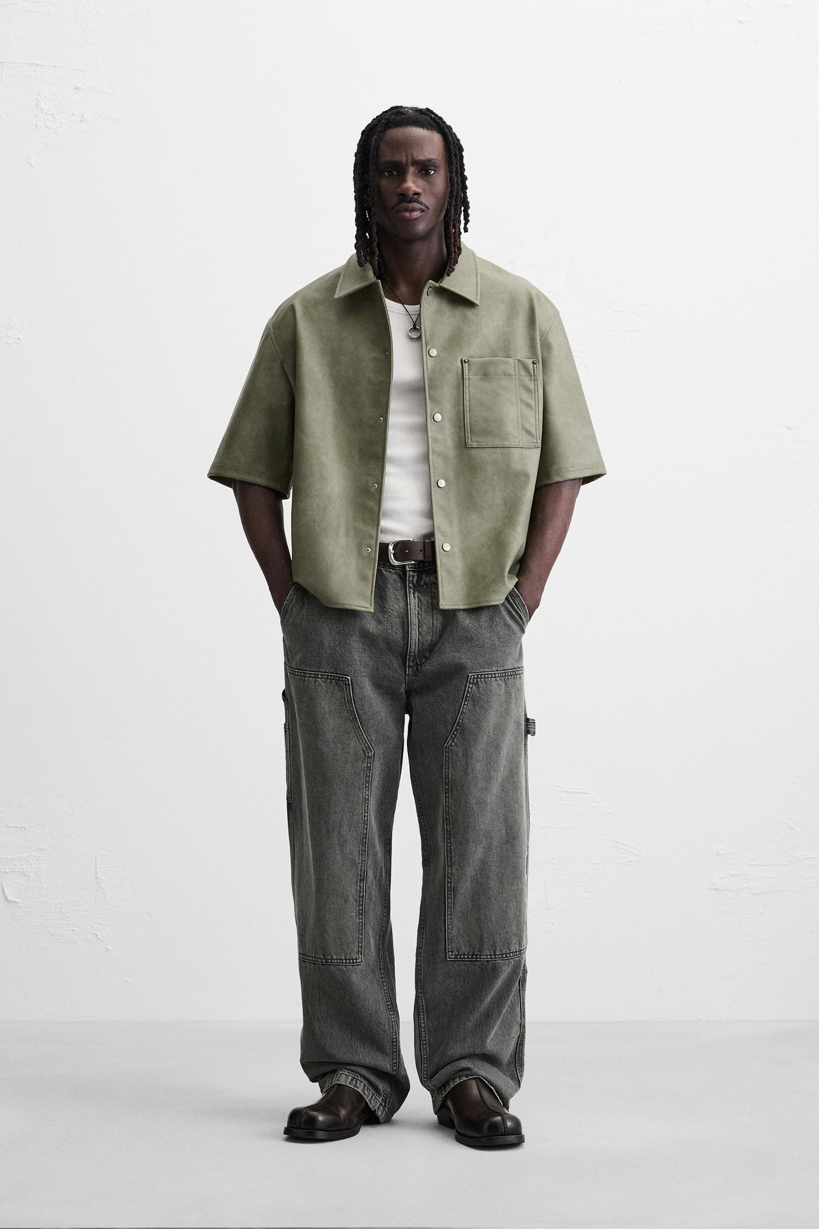 FAUX LEATHER OVERSHIRT Product Image
