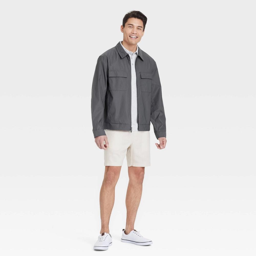 Mens Big & Tall Utility Jacket - Goodfellow & Co Dark 4XL: Recycled Polyester, Lightweight Twill, Standard Fit Product Image