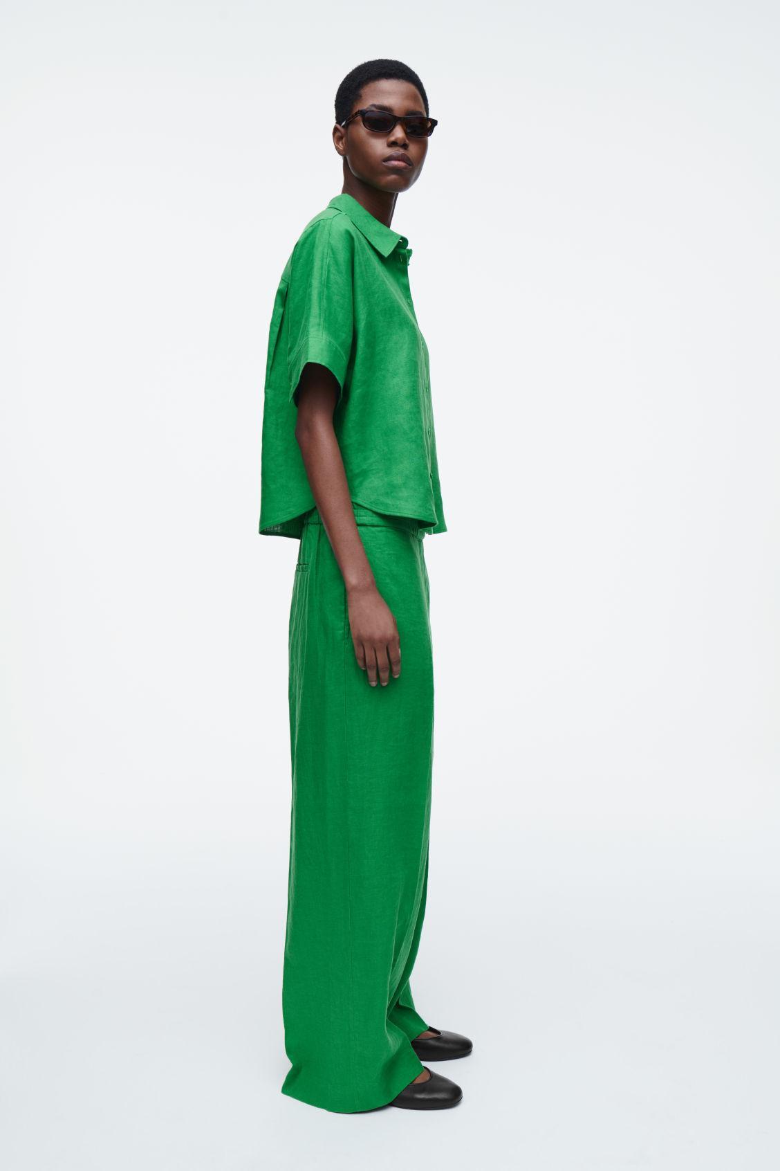 STRAIGHT-LEG TAILORED LINEN PANTS Product Image