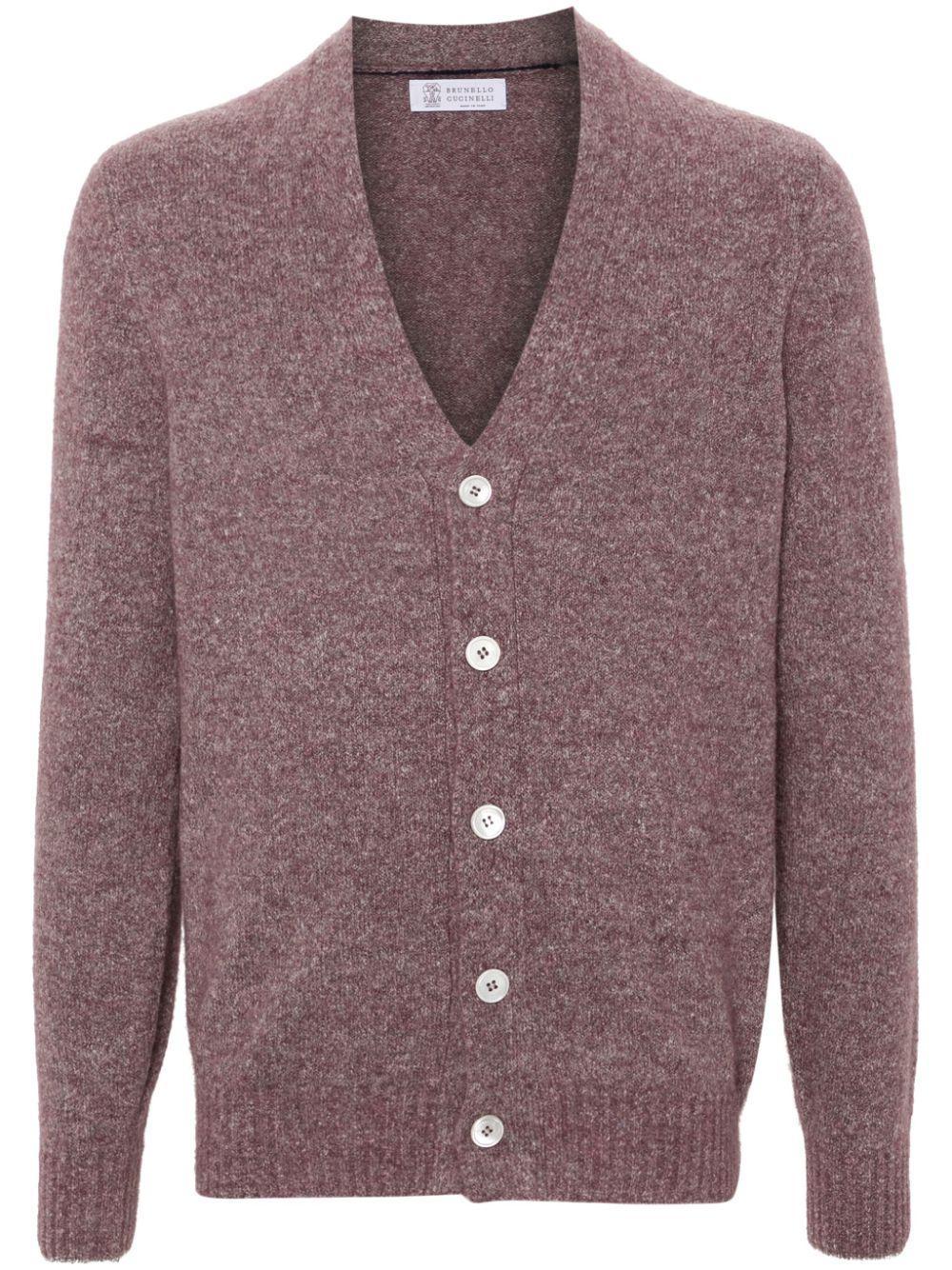 BRUNELLO CUCINELLI Mélange-effect Cardigan In Purple Product Image