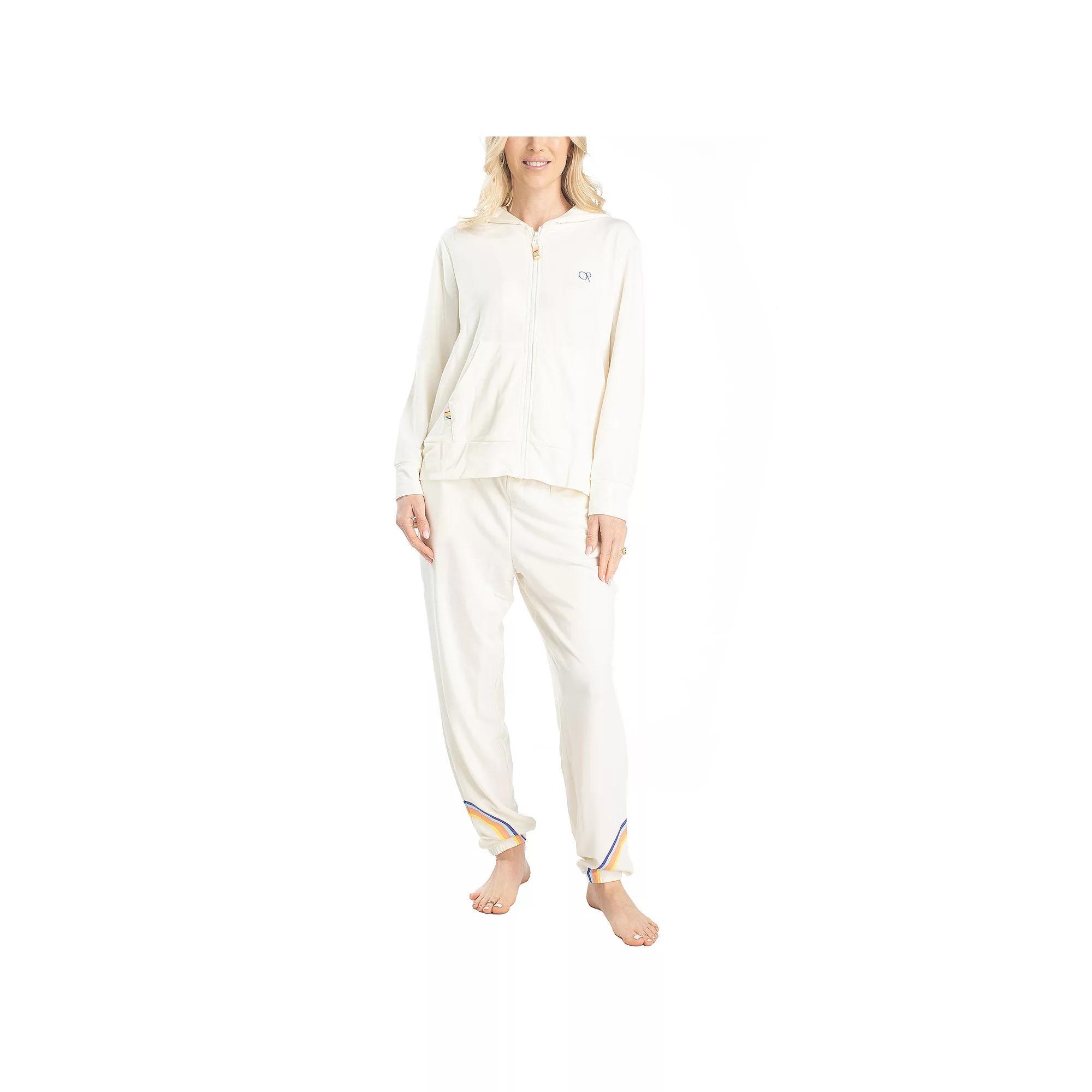 Women's Ocean Pacific® Day Breakers Hoodie & Jogger Pants Set, Size: Medium, White Product Image
