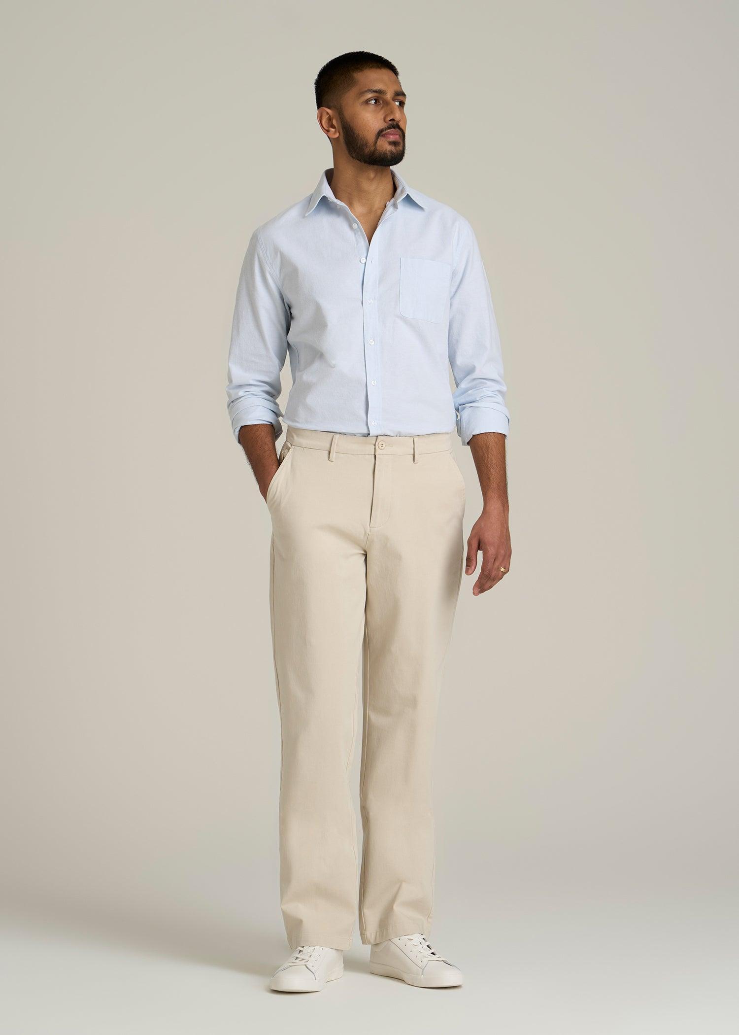 4 Way Stretch Commuter STRAIGHT Leg Chino Pants for Tall Men in Light Stone Product Image