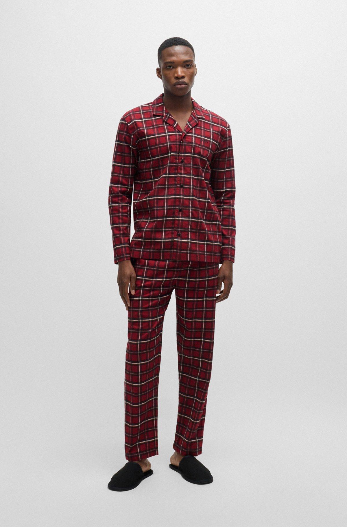 Stretch-cotton regular-fit pajamas with festive check Product Image
