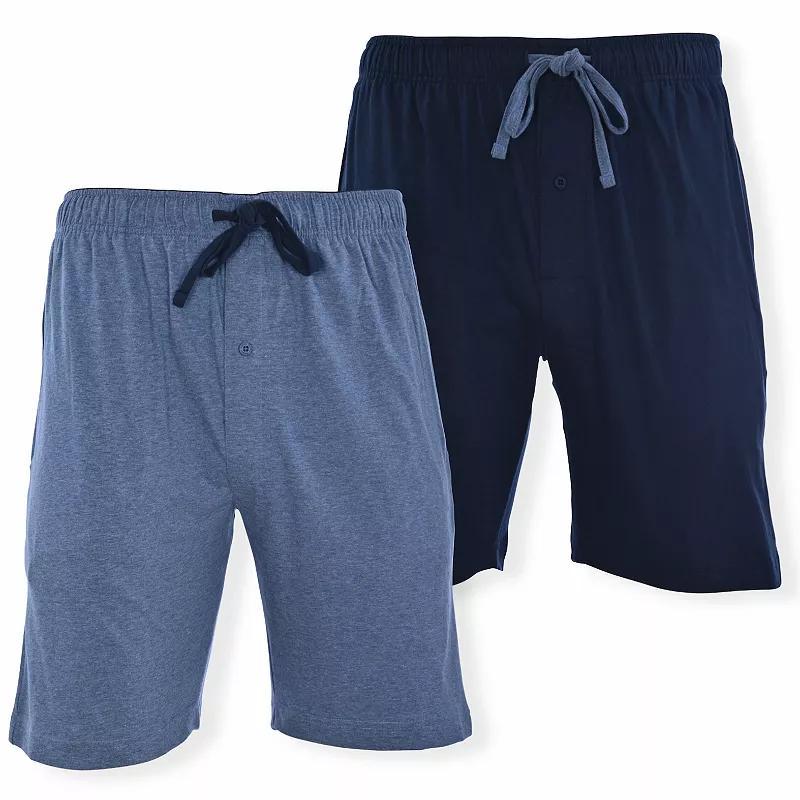 Big & Tall Hanes® 2-pack Knit Pajama Shorts, Men's, Size: 4XL, Navy Blue Plaid Product Image