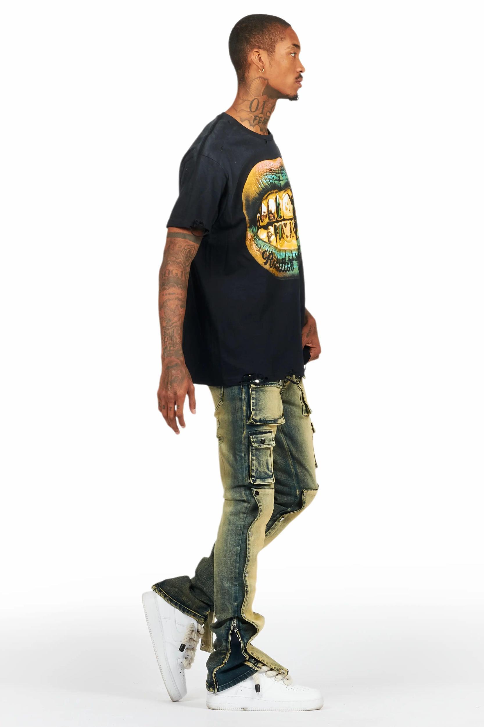 Santana Tint Wash Stacked Flare Jean Male Product Image