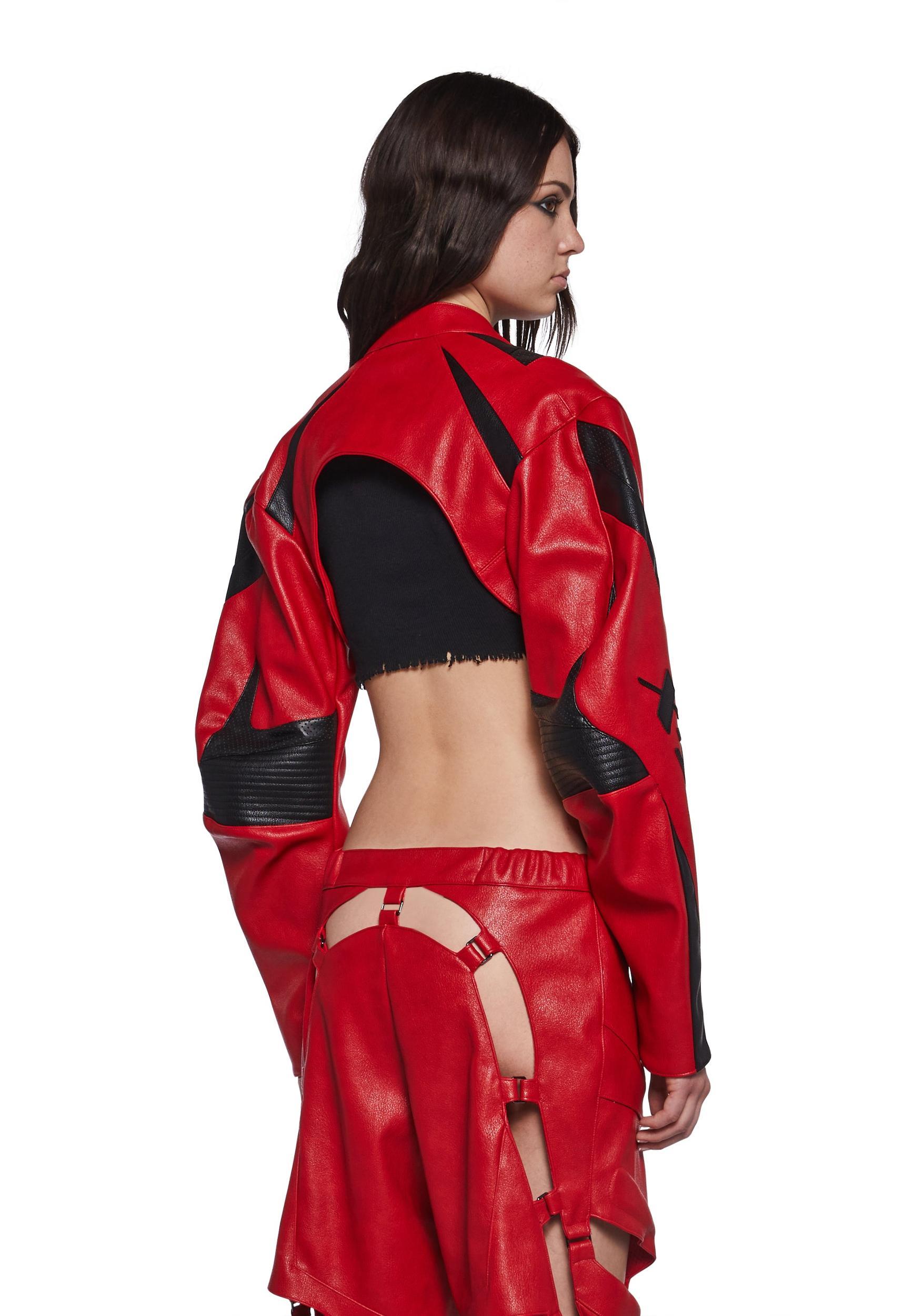 Namilia XTC Leather Choker Jacket - Red Product Image
