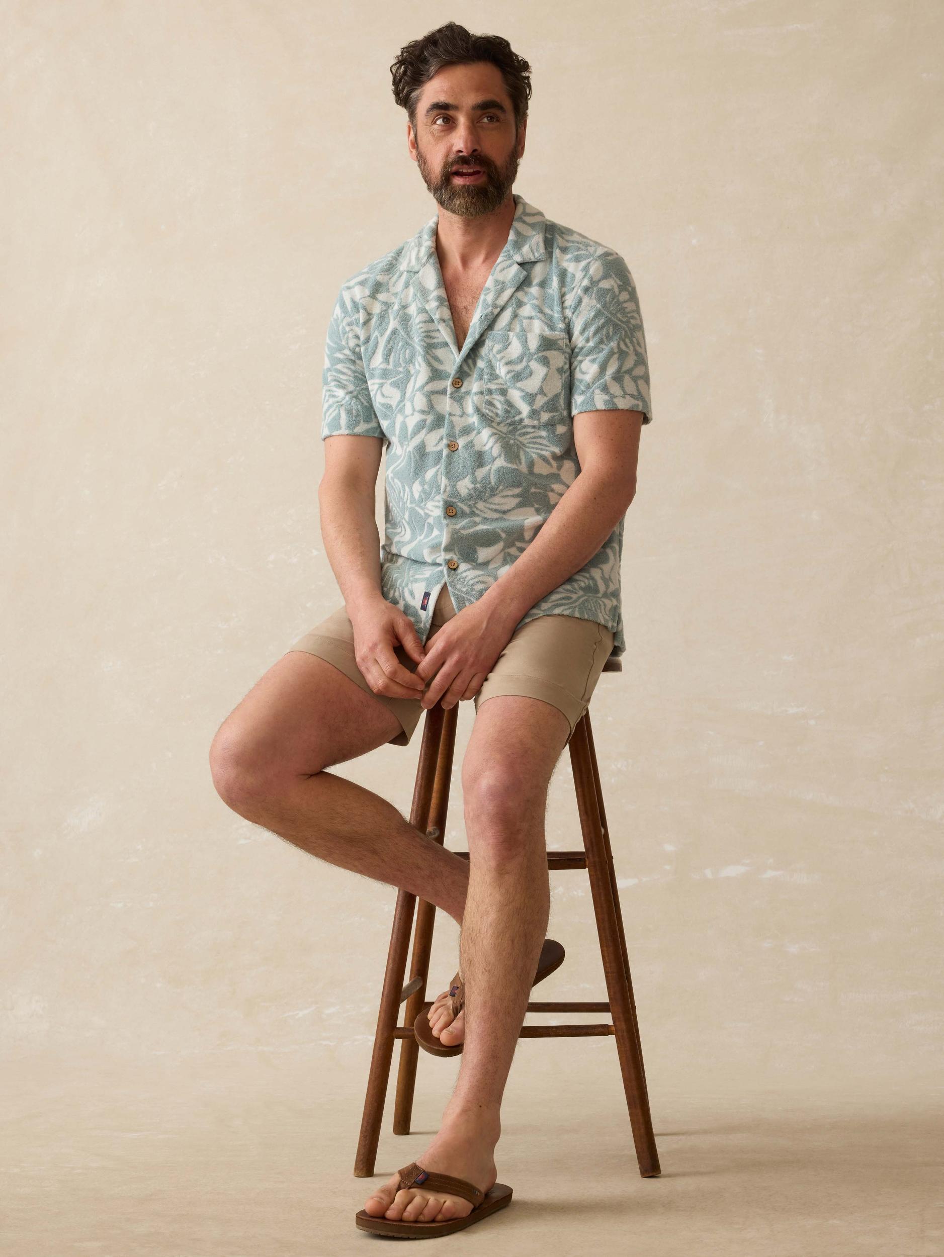Short-Sleeve Cabana Towel Terry Shirt - Poolside Foliage Teal Male Product Image