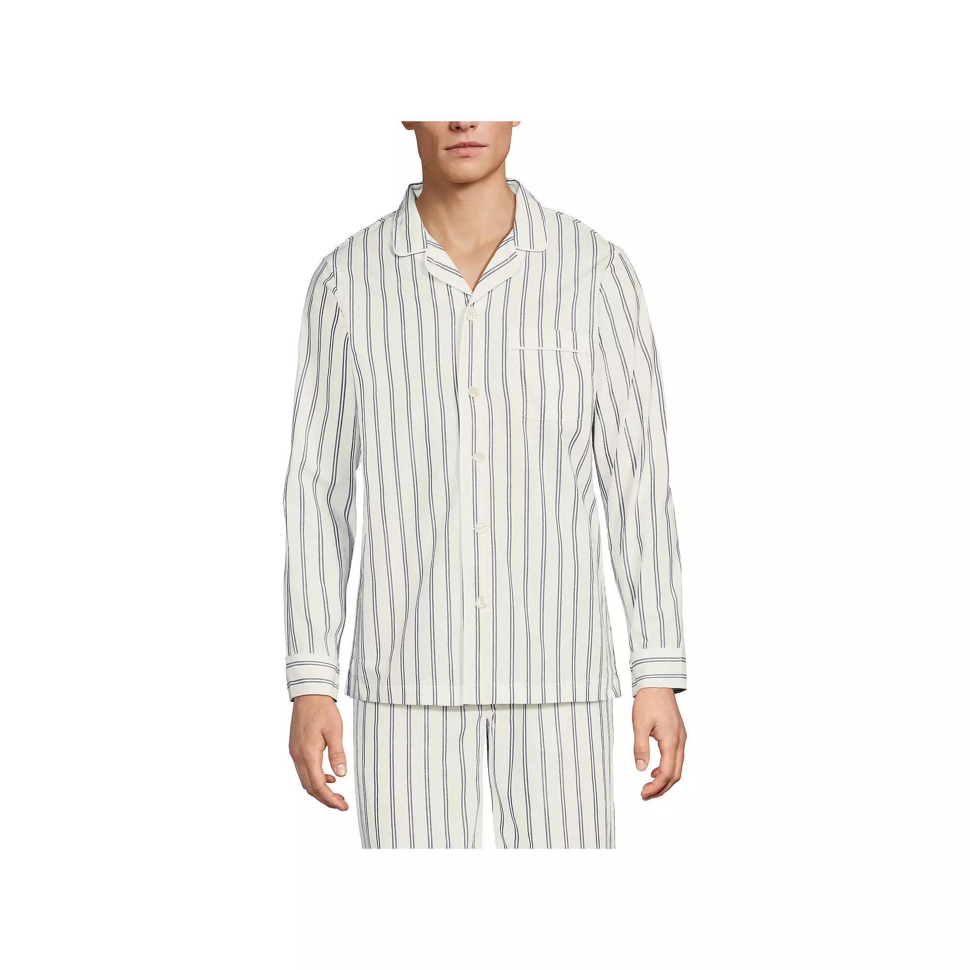 Men's Lands' End Broadcloth Pajama Sleep Shirt, Size: Large, Grey Blue Stripe Product Image