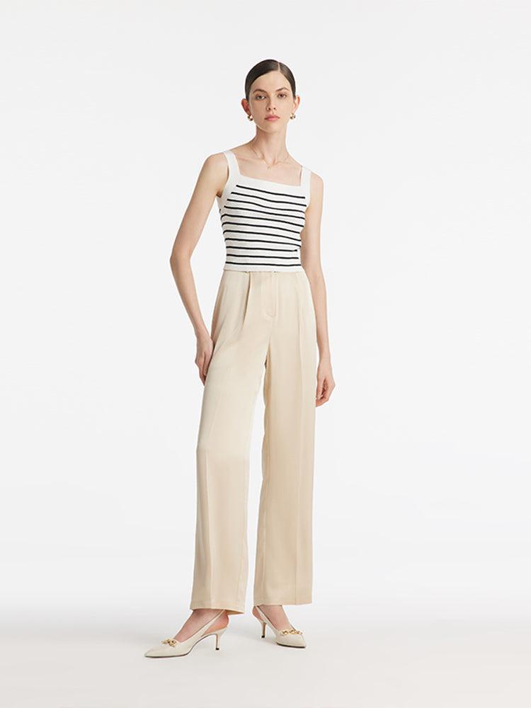 Acetate Striped Square Neck Women Knit Vest Product Image