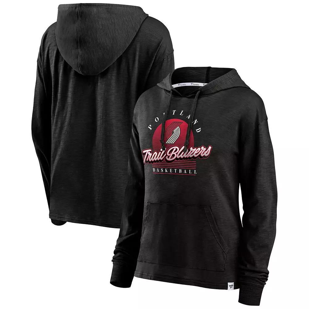 Women's Fanatics Black Portland Trail Blazers Full Steam Slub Hoodie T-Shirt, Size: Medium Product Image