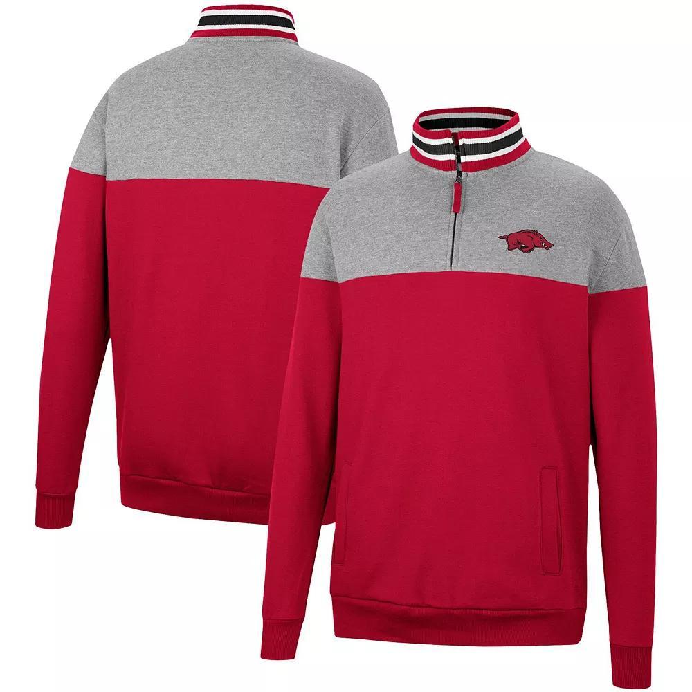 Men's Colosseum Heathered Gray/Green Oregon Ducks Be the Ball Quarter-Zip Top, Size: Large Product Image