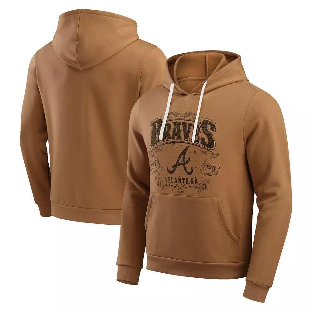 Men's Darius Rucker Collection by Fanatics Tan Atlanta Braves Camp Fleece Pullover Hoodie, Size: Small, Team Product Image