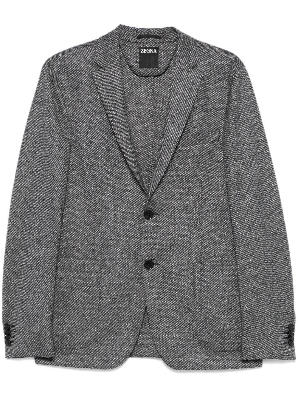ZEGNA Interlock Twill Blazer In Gray Product Image
