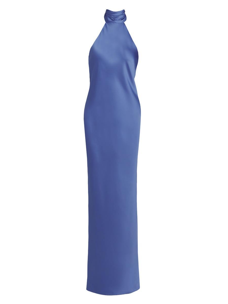 Womens Tatiana High-Neck Satin Gown Product Image