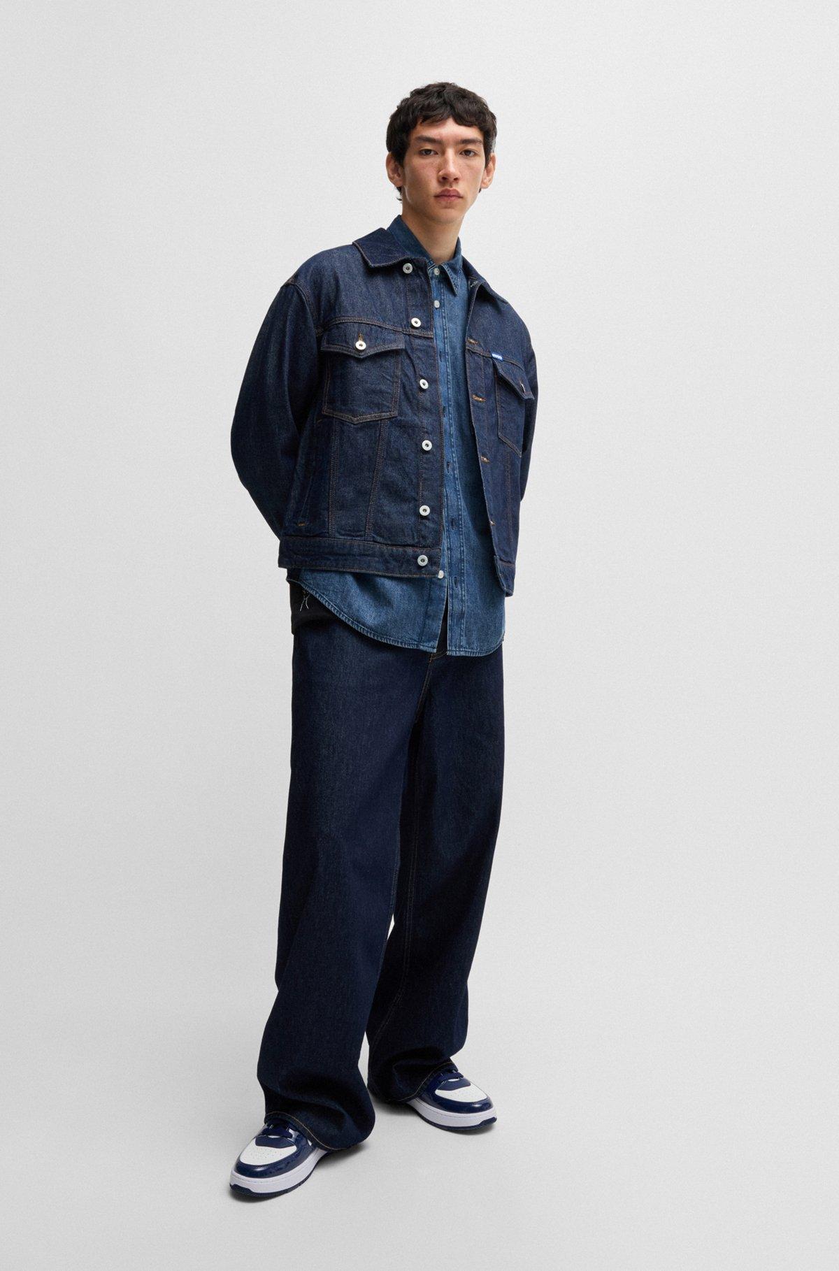 Loose-fit shirt in blue cotton denim Product Image