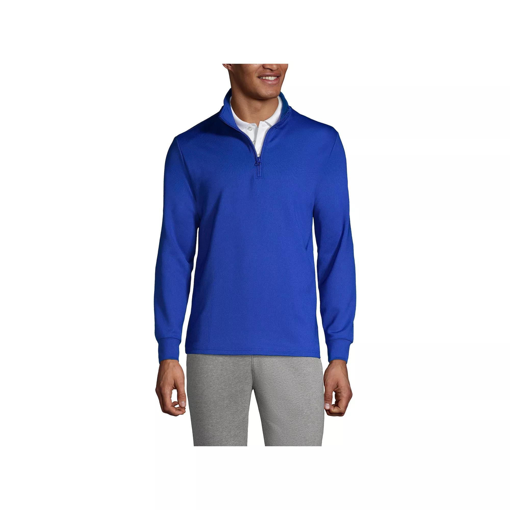 Men's Lands' End School Uniform Quarter Zip Pullover Sweatshirt, Size: Large, Red Product Image