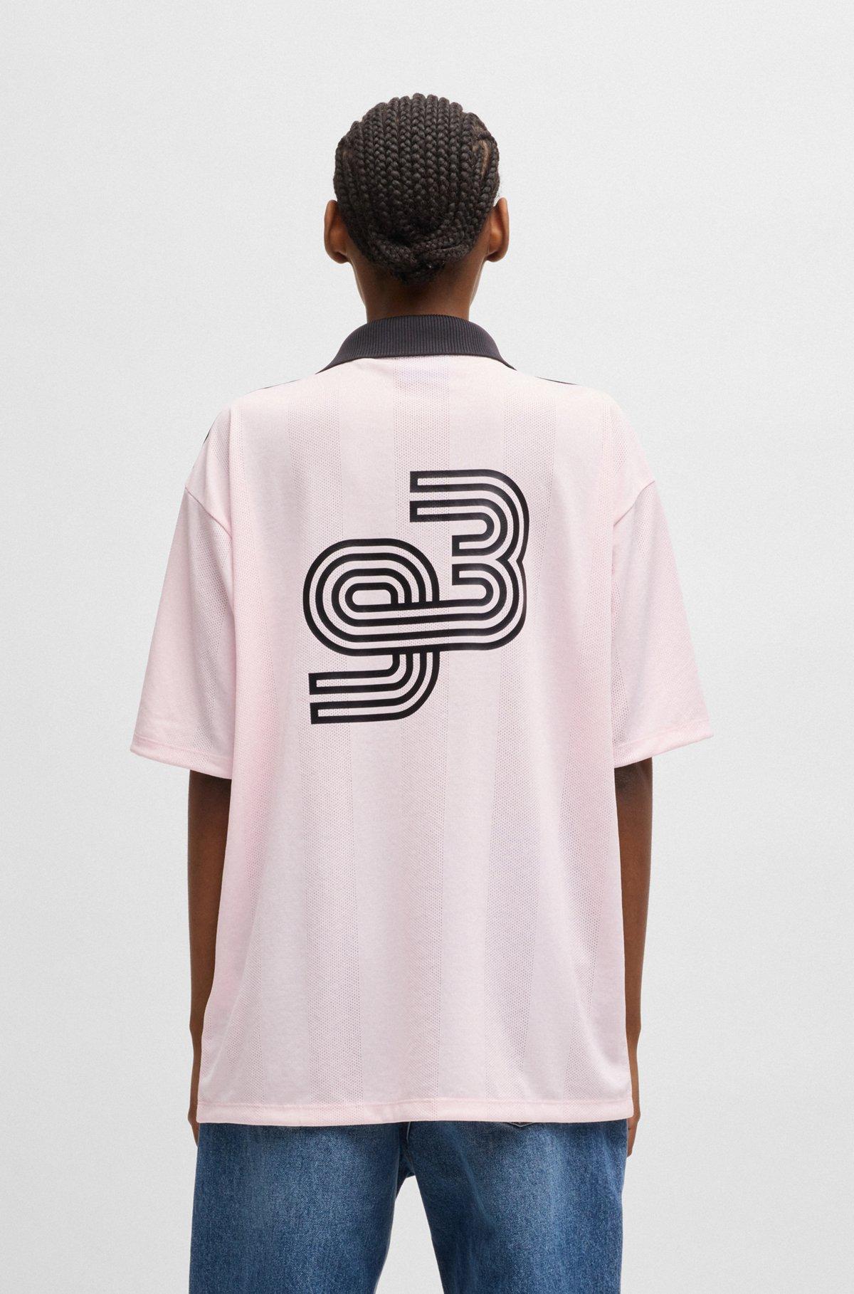 Football-inspired mesh T-shirt with Happy HUGO logo Product Image