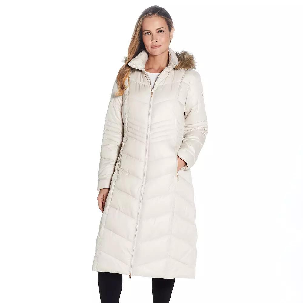 Womens Gallery Faux-Fur Hood Long Puffer Coat Product Image