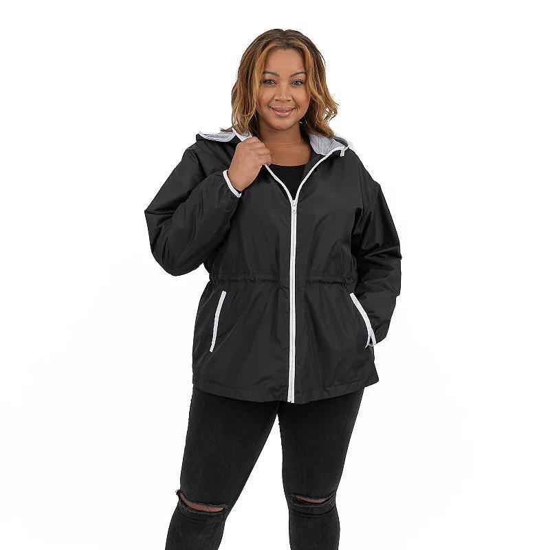 Plus Size Fleet Street Hooded Drawstring-Waist Anorak Jacket, Womens Product Image