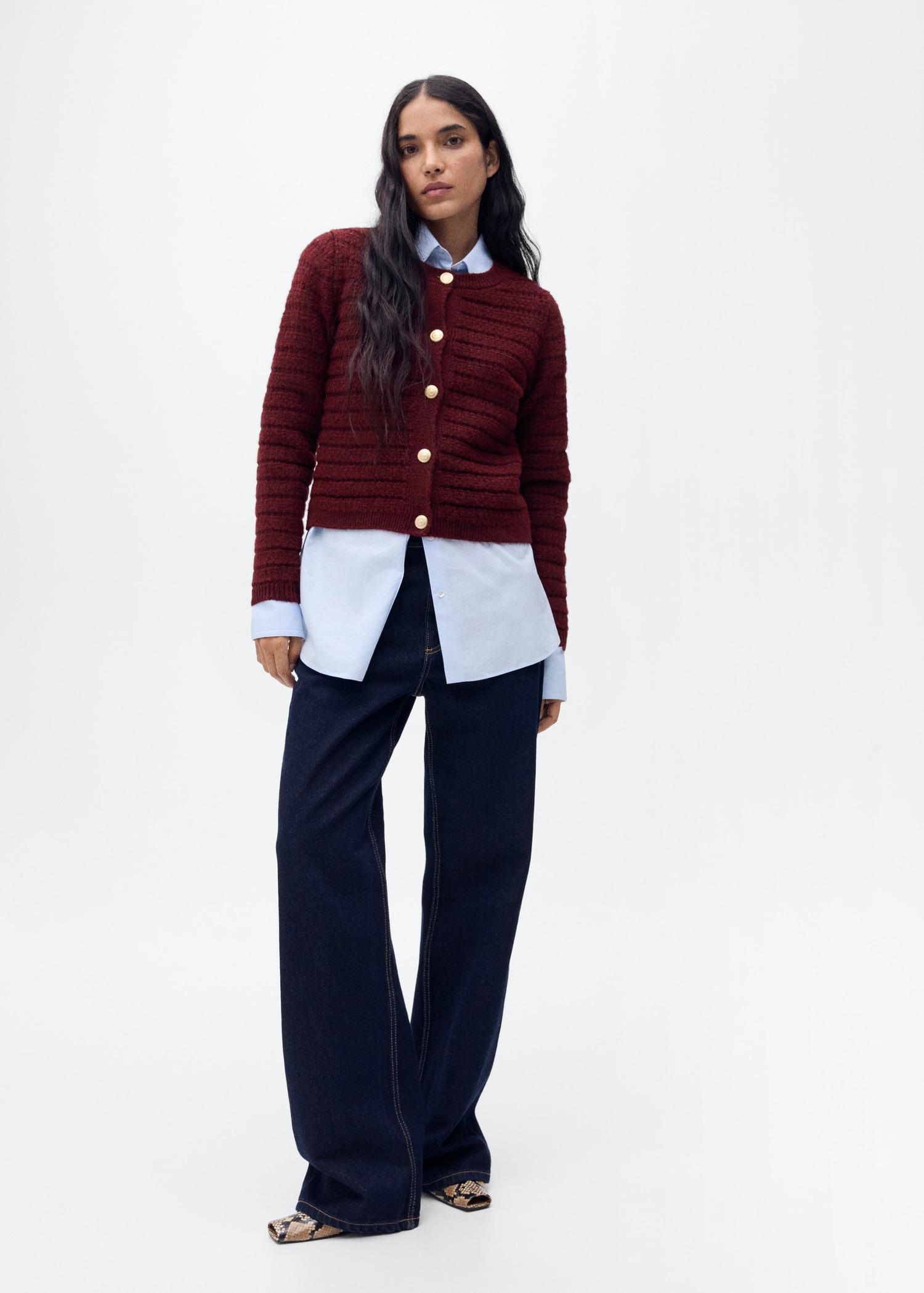 Knitted jacket with openwork details - Women | MANGO USA Product Image