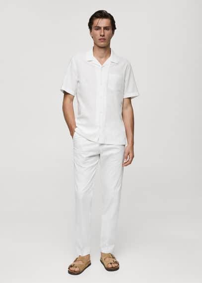 Regular-fit 100% seersucker cotton shirt - Men | MANGO USA Product Image