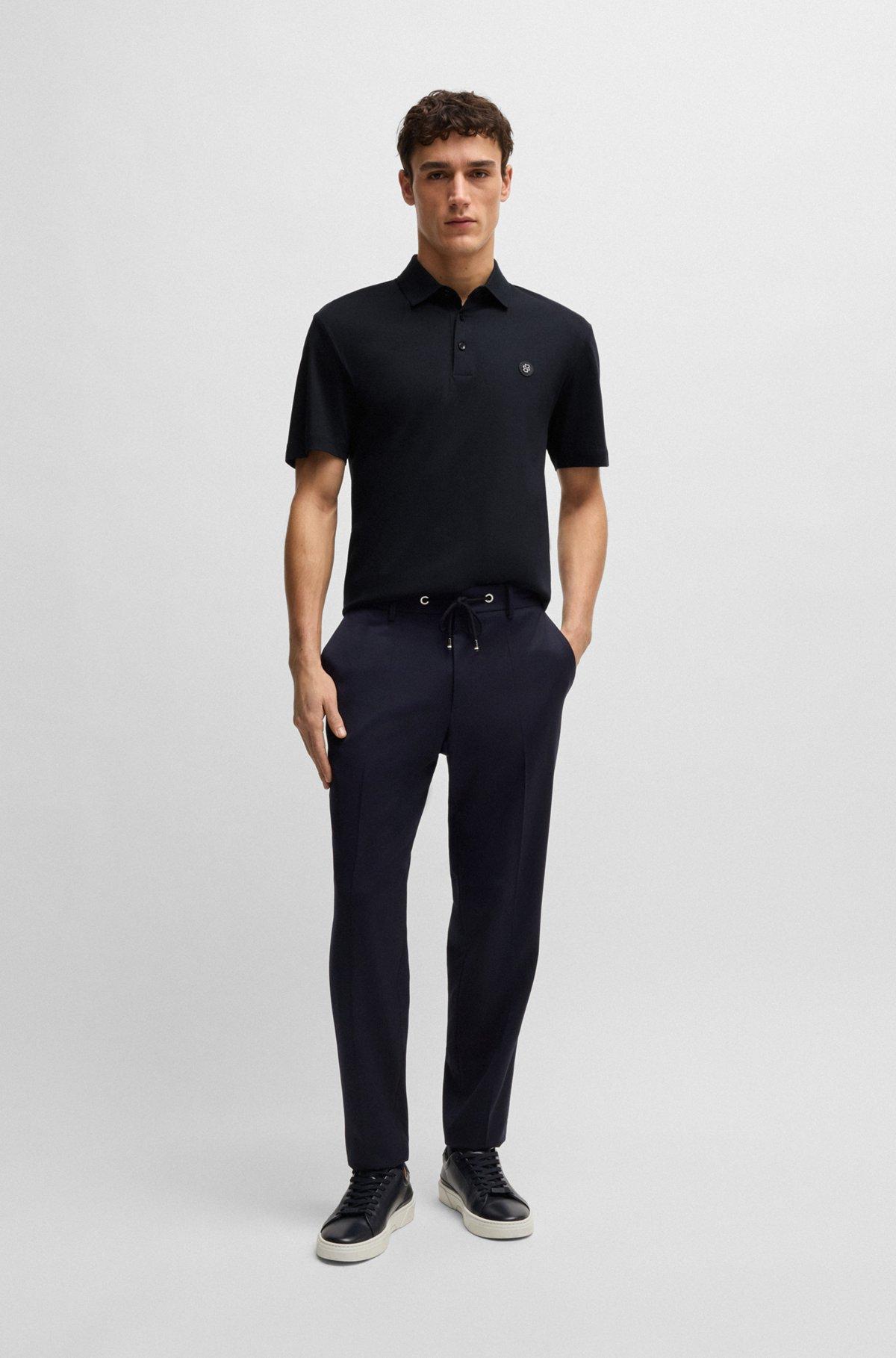 Mercerized-cotton polo shirt with double monogram Product Image