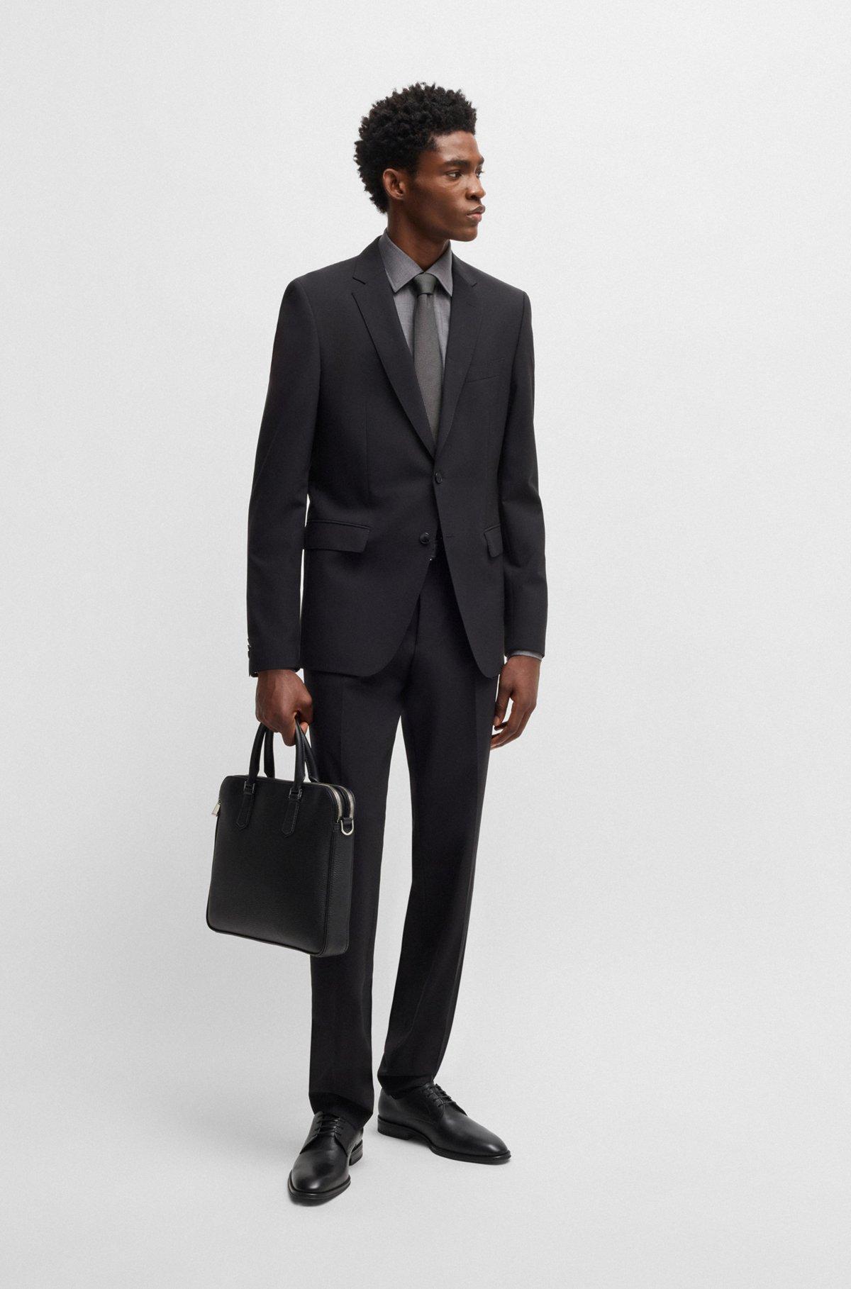 BOSS - Italian-made Derby shoes in leather with ornamental stitching - Black Product Image