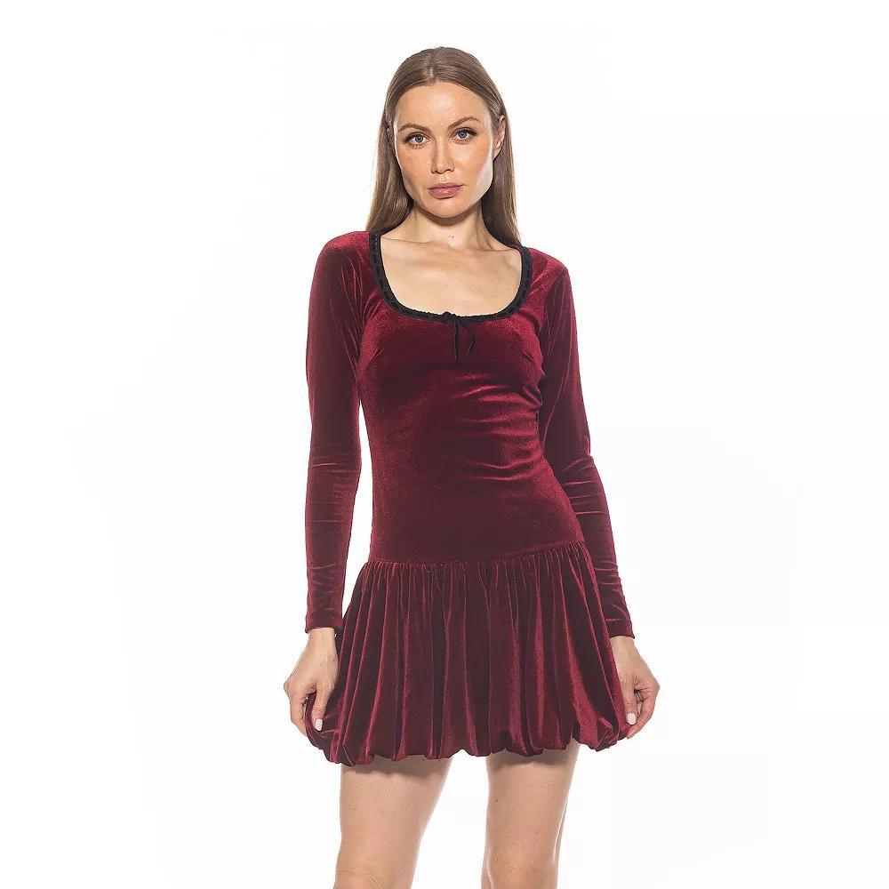 Women's ALEXIA ADMOR Rach Velvet Scoopneck Lace Insert Dress, Size: XS, Red Product Image
