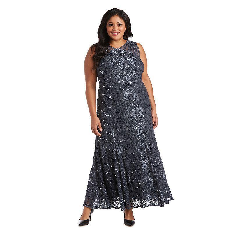 Women's R&M Richards Mermaid Lace Gown, Size: 16, Cadet Product Image