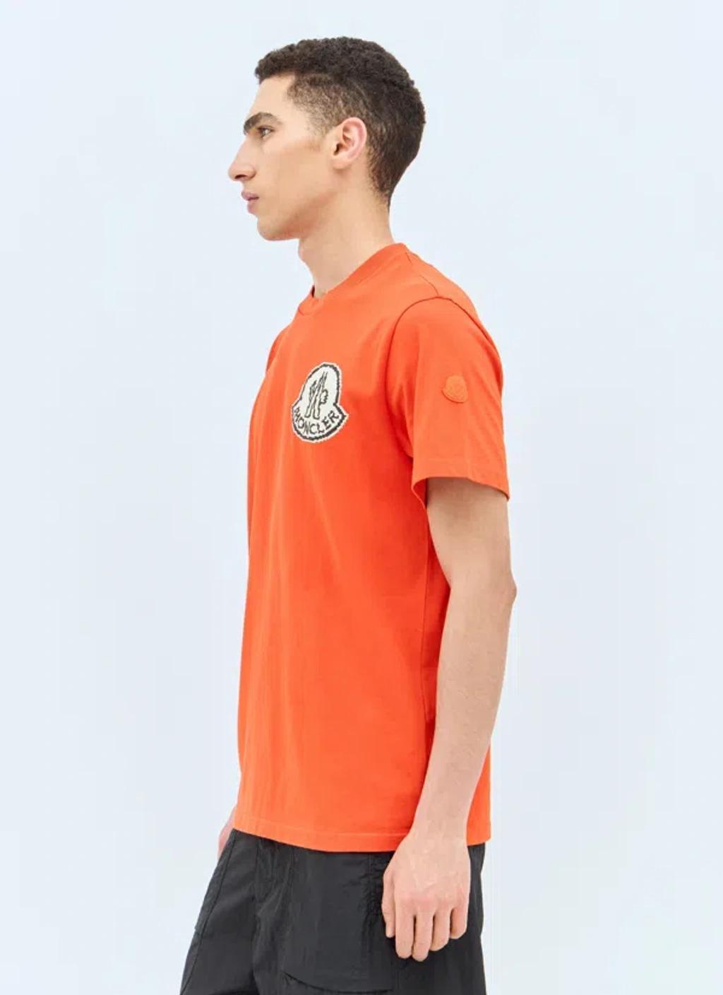 MONCLER Logo Applique T-shirt In Orange Product Image