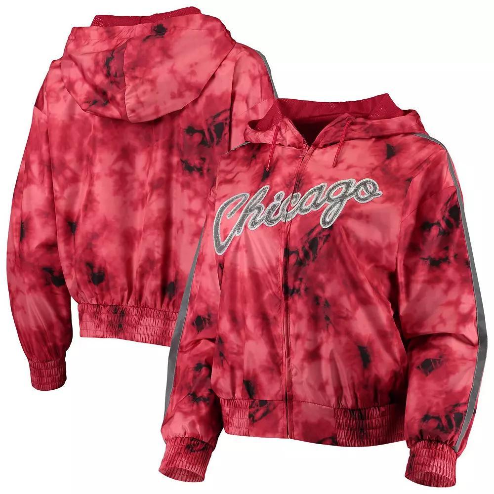 Women's Mitchell & Ness Red Chicago Bulls Galaxy Sublimated Windbreaker Pullover Full-Zip Hoodie, Size: Large Product Image