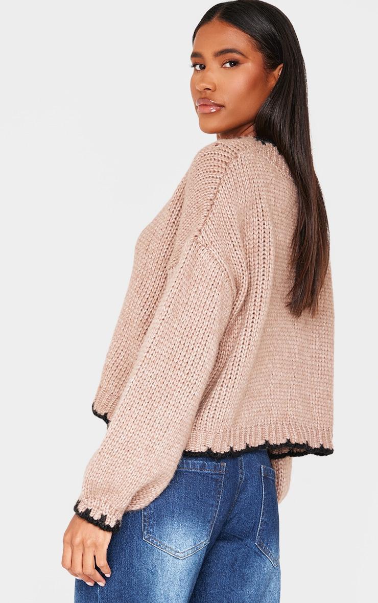 Mocha Blanket Stitch Oversized Knit Sweater Product Image