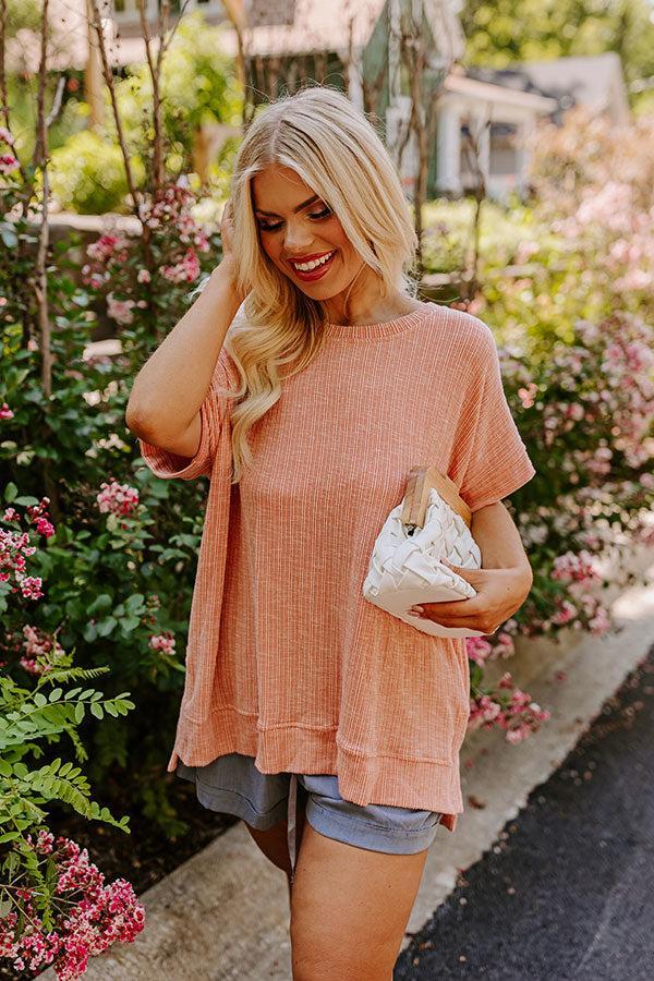 Opening Act Ribbed Top in Peach Curves Product Image