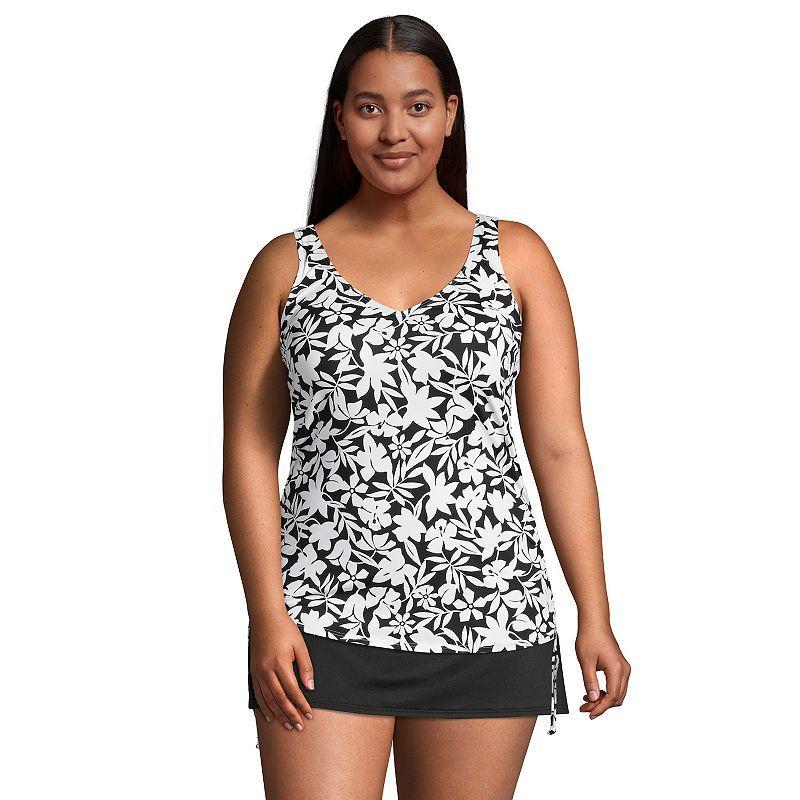 Womens Lands End Ruched UPF 50 Underwire DD-Cup Tankini Swim Top Deep Blue Product Image