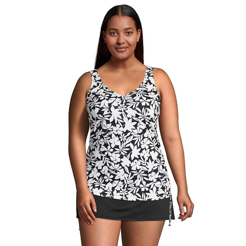 Womens Lands End Ruched UPF 50 Underwire DD-Cup Tankini Swim Top Deep Blue Product Image
