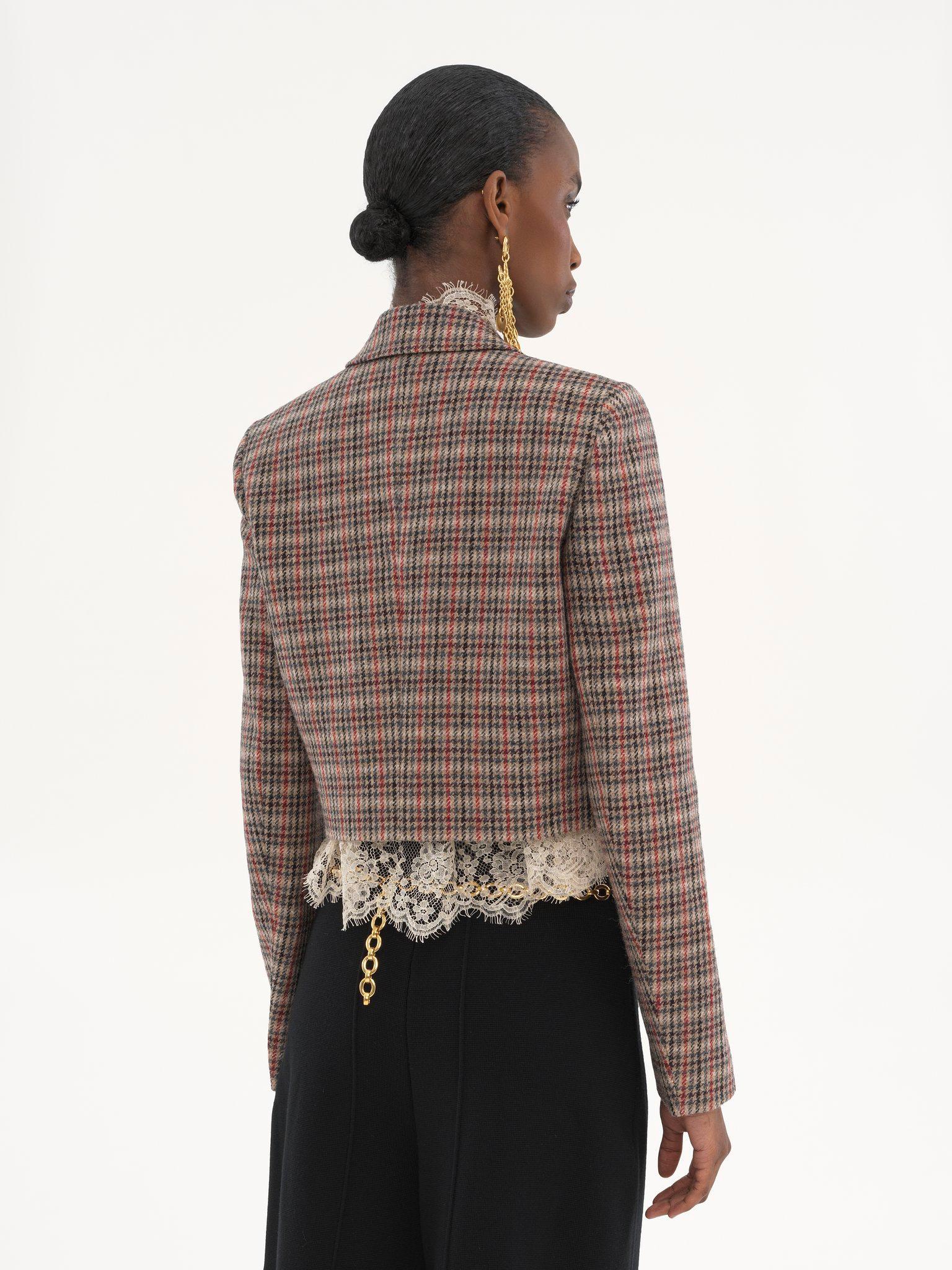 Cropped Spencer jacket in houndstooth wool Product Image
