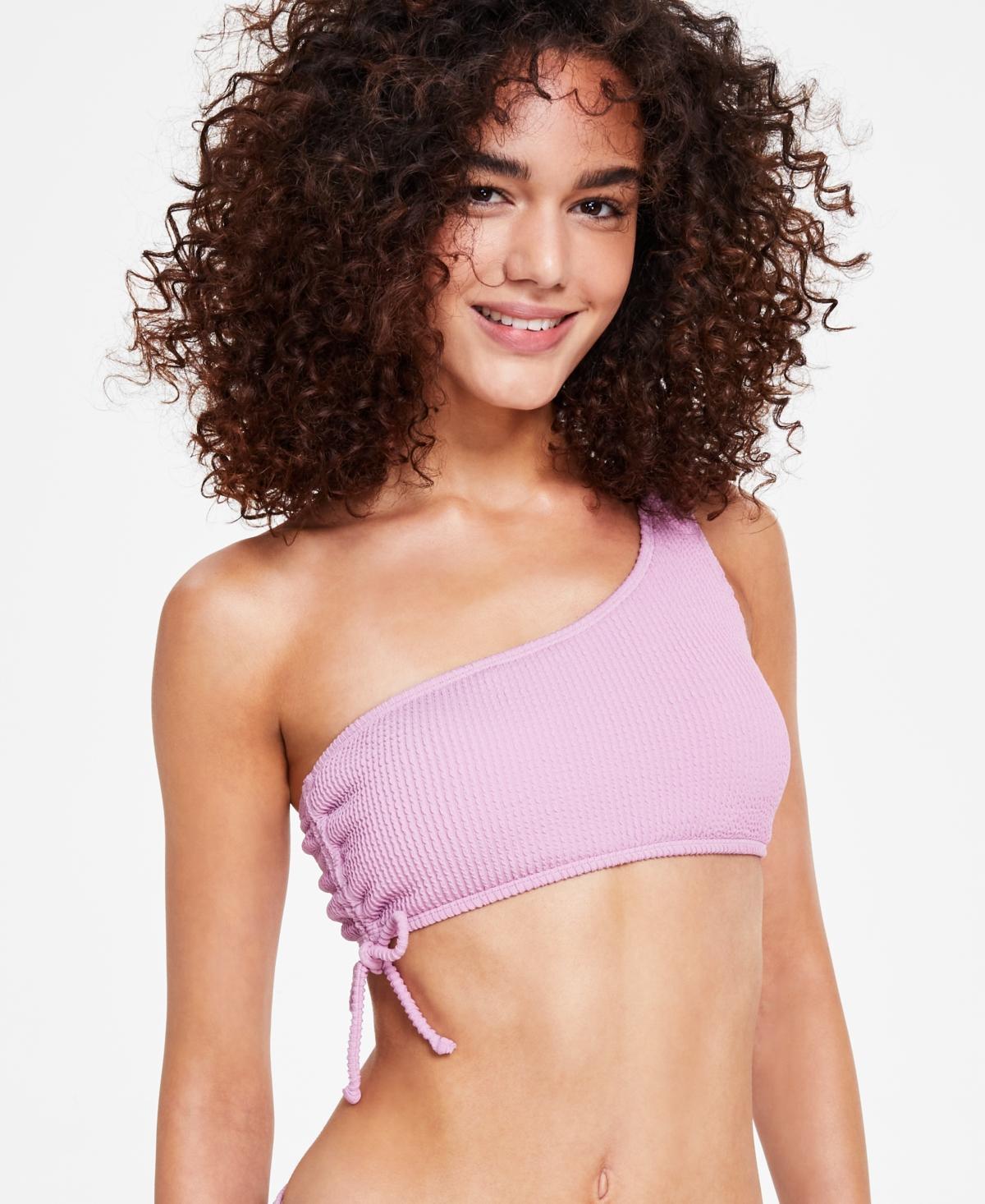 Salt + Cove Juniors One-Shoulder Side-Shirred Bikini Top, Created For Macys Product Image