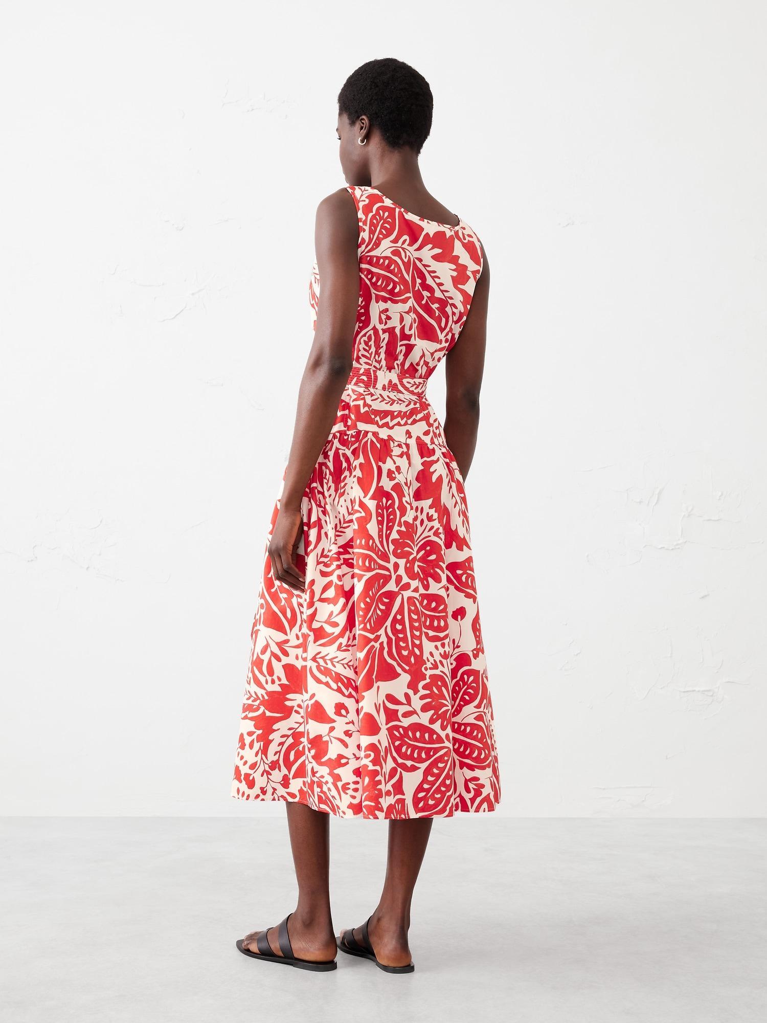 Poplin Corset Waist Midi Dress Product Image