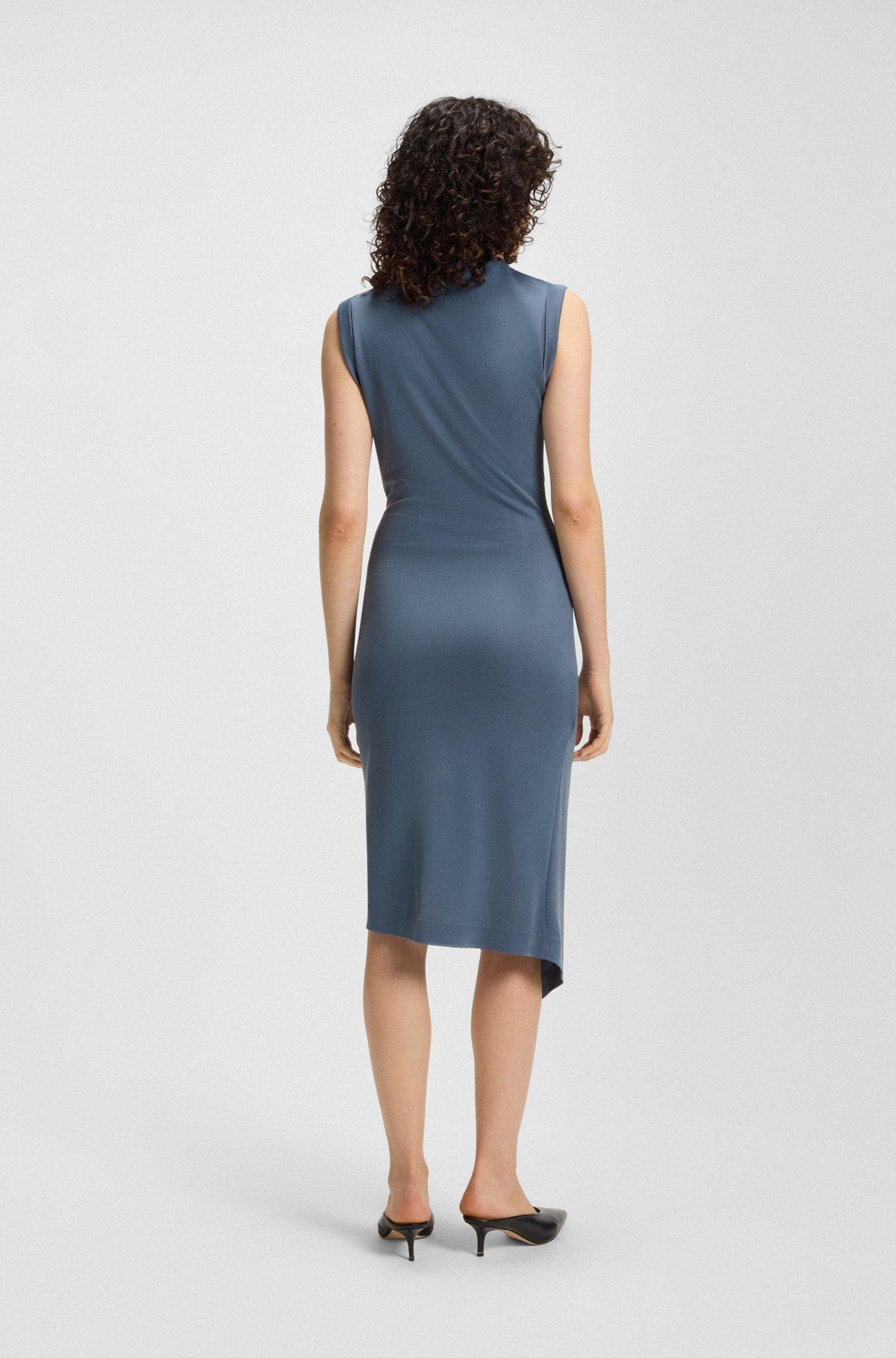 BOSS - Wrap-front dress with gathered details - Light Blue Product Image