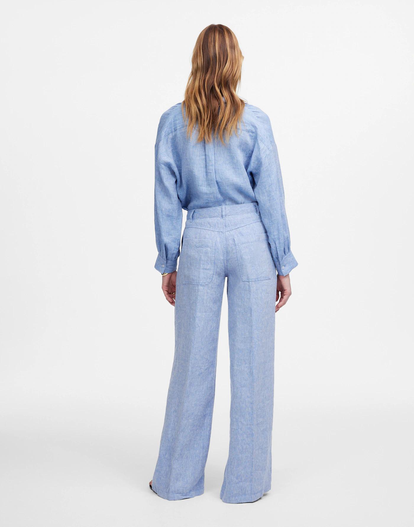 The Zoe Relaxed Wide Pant in 100% Linen Product Image