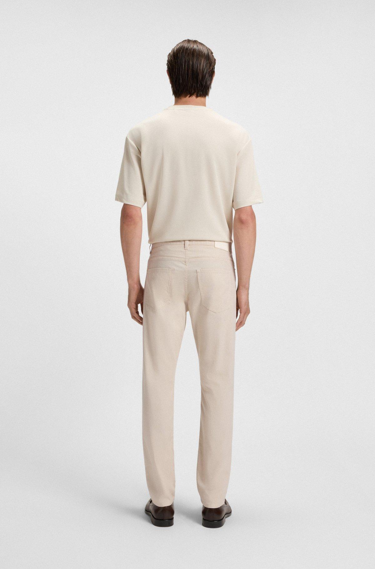 BOSS - Delaware slim-fit trousers in patterned stretch cotton - White Product Image