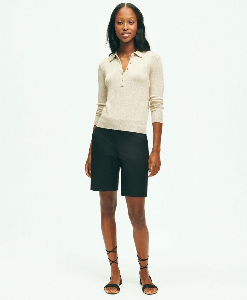 Long Sleeve Shimmer Polo Sweater Product Image
