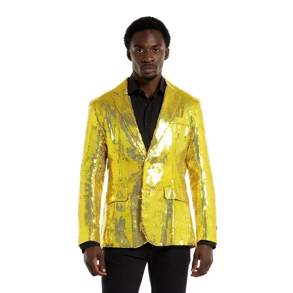 Men's Suitmeister Christmas New Years Eve Party Blazer, Size: Medium, Sequins Yellow Product Image