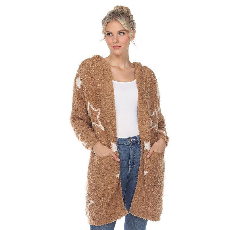 White Mark Womens Hooded Open Front Sherpa Coat - Navy Product Image
