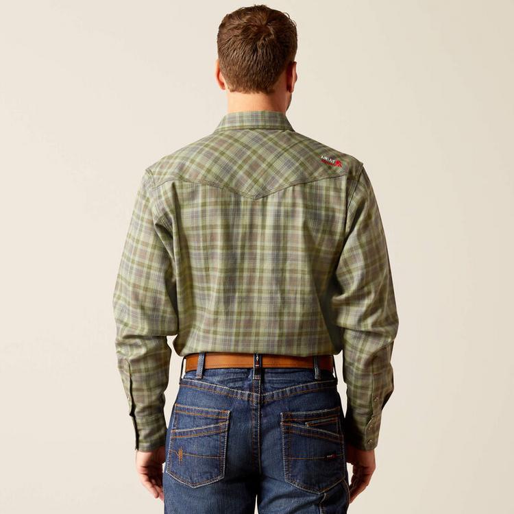 Ariat® Men's L/S Lichen Plaid FR Sawtooth Retro Fit Snap Work Shirt Product Image