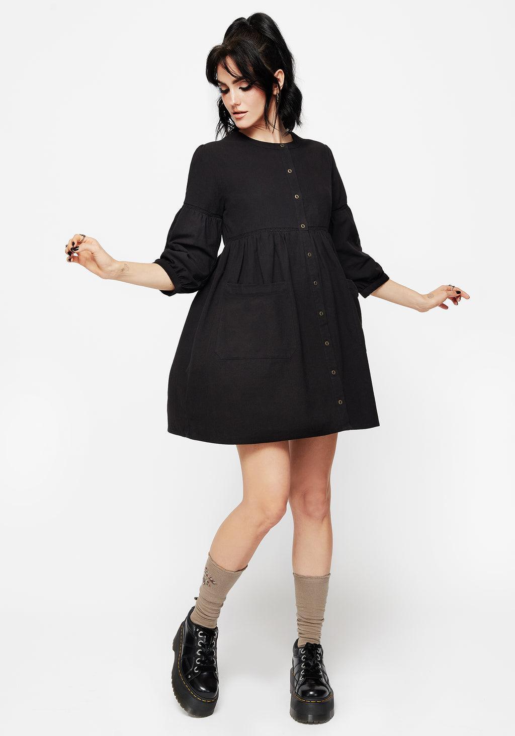 Marigold Cotton Button Up Smock Mini Dress Product Image