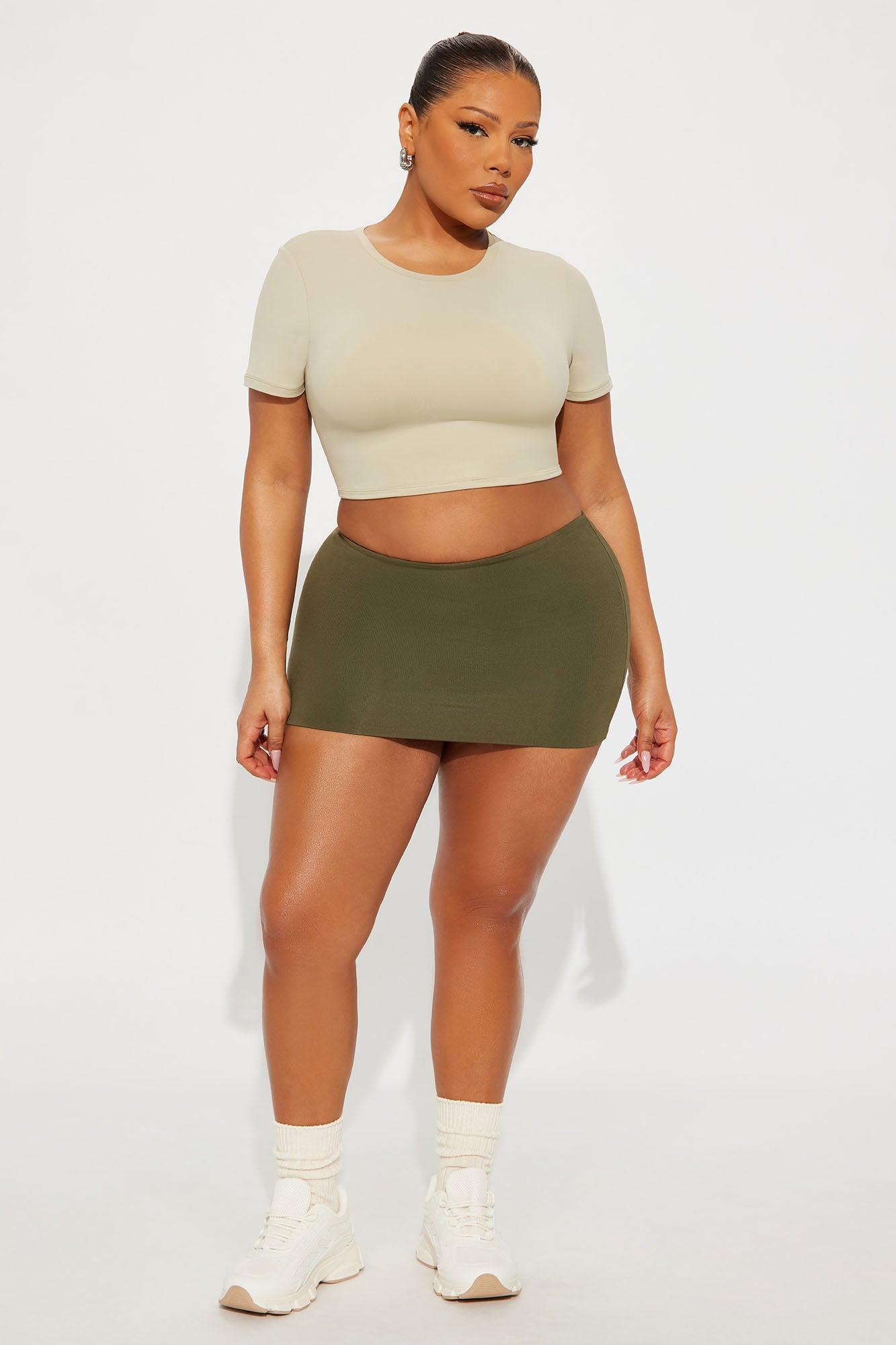 Second Skin Double Lined Super Cropped Tee - Stone Female Product Image