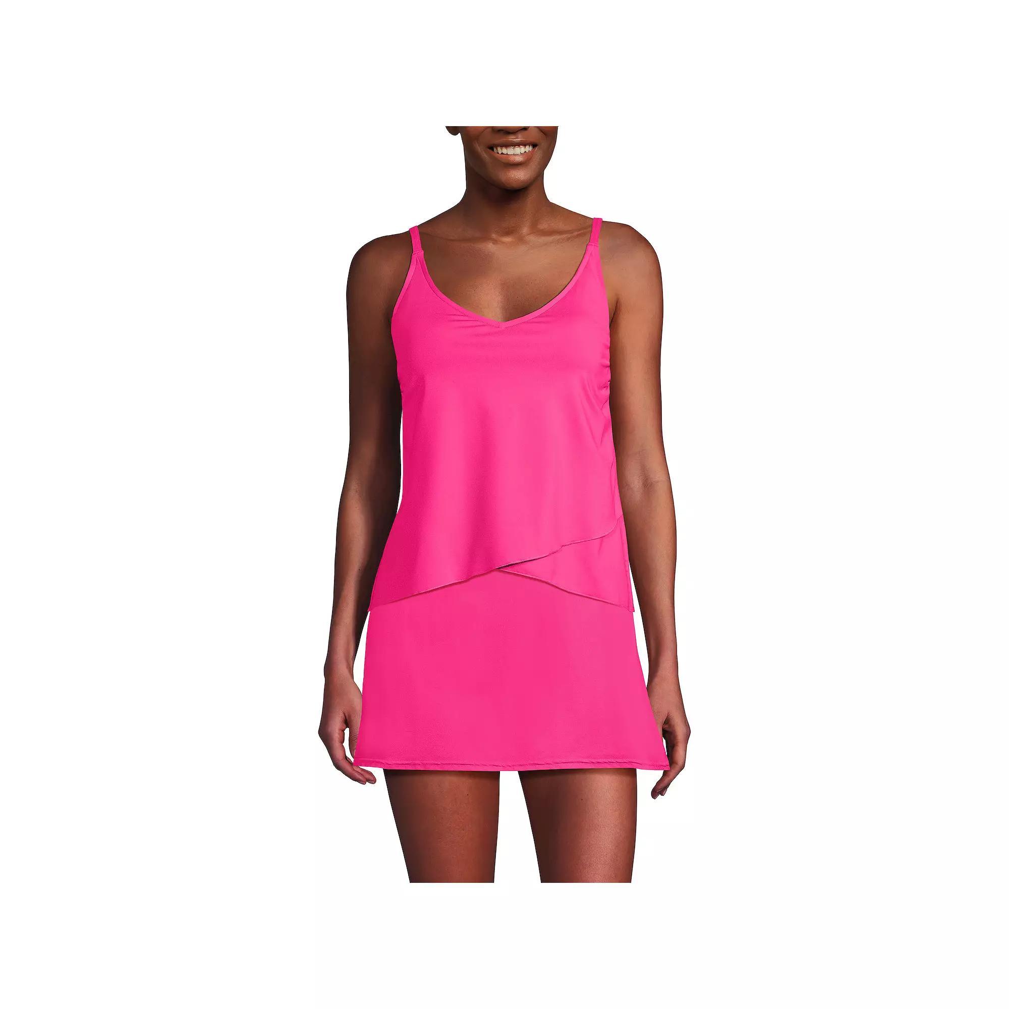 Women's Lands' End Chlorine Resistant Tulip Hem Tankini Swimsuit Top, Size: XS, Prism Pink Product Image